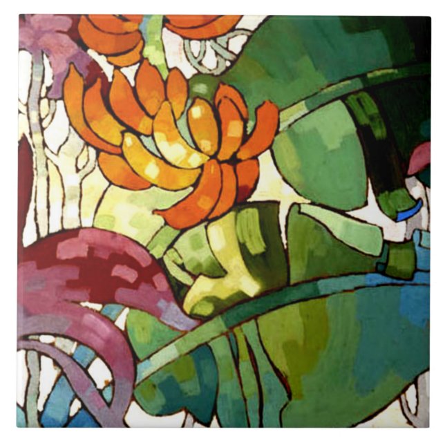 Colourful Hawaiian Flowers Tile (Front)