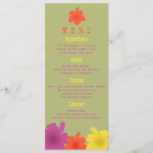 Colourful Hawaiian Hibiscus Wedding Menu