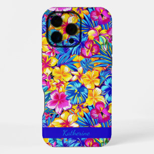 Colourful Hawaiian Tropical Floral Palm Name iPhone 16 Pro Max Case