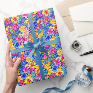 Colourful Hawaiian Tropical Floral Palm Wrapping Paper