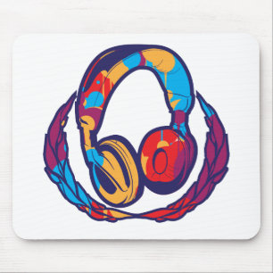 Colourful Headphones Mouse Pad