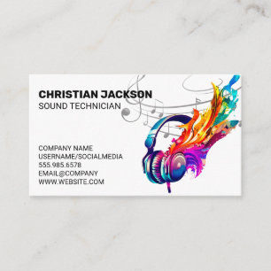 Colourful Headphones Music Creative Business Card