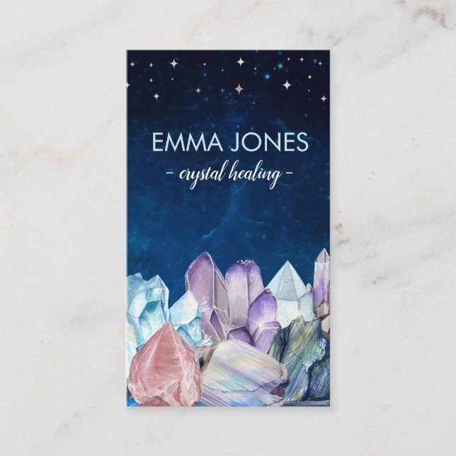 Colourful Healing Crystals Cluster Business Card (Front)