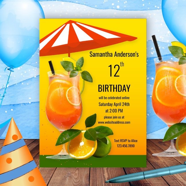 Colourful Healthy Summer Virtual Birthday Invitation (Creator Uploaded)