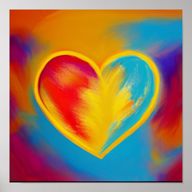 Colourful Heart Abstract Poster (Front)