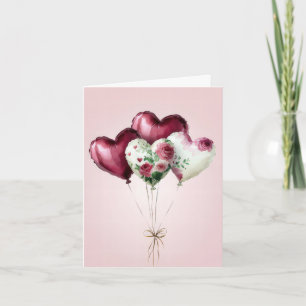 Colourful Heart Balloons Valentine's Greeting Card