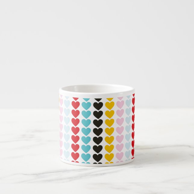 Colourful Heart Design, Boys Girls Kids, Valentine Espresso Cup (Front)