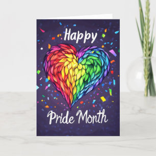 Colourful Heart Happy Pride Month Holiday Card