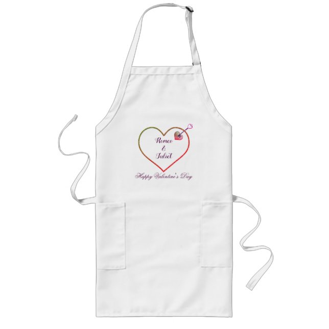 Colourful Heart Love Couple Modern Valentines Day Long Apron (Front)