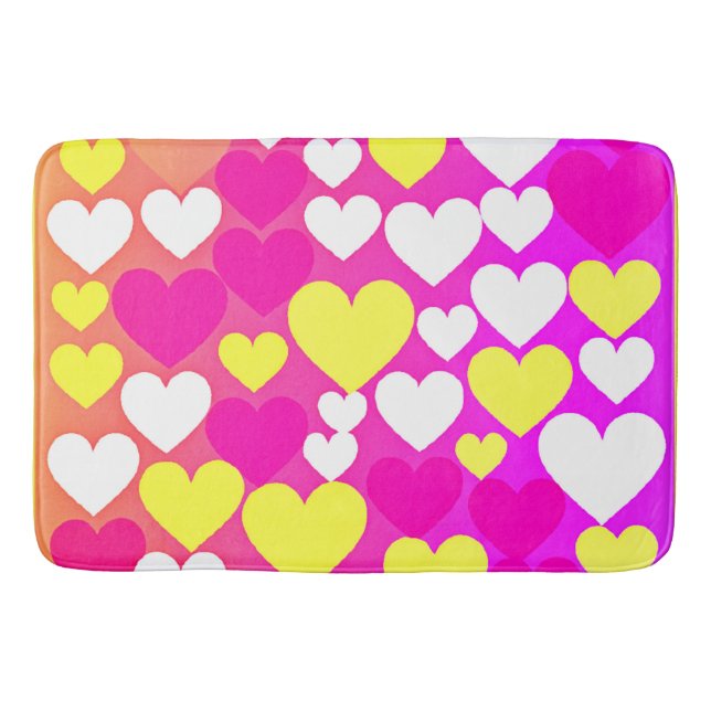 Colourful Heart Love Pattern Bath Mat (Front)