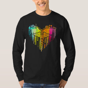 Colourful Heart Nurse Er Rn Cdn Medical Nurse Stud T-Shirt