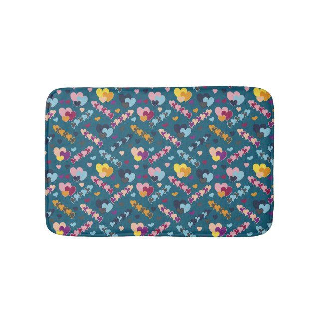 Colourful Heart Pattern Bath Mat (Front)
