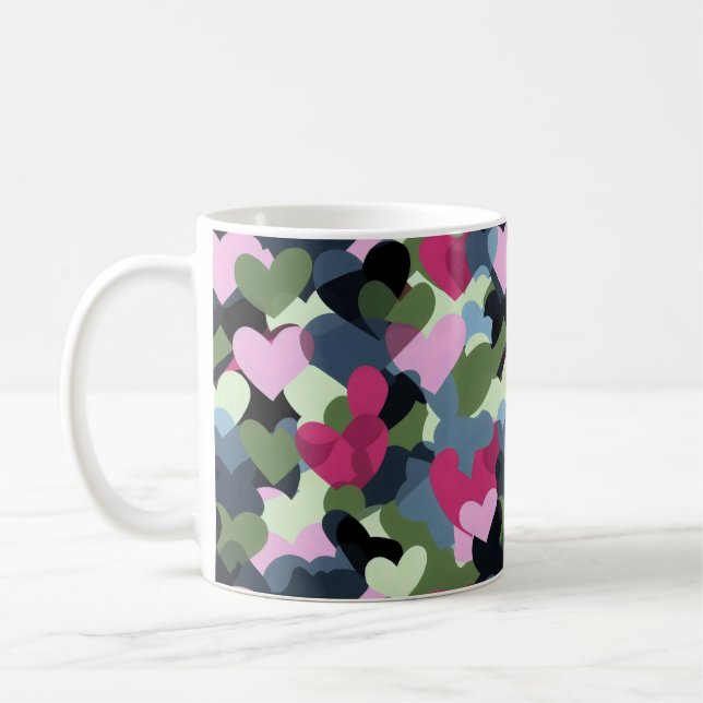 Colourful Heart Pattern Coffee Mug (Left)