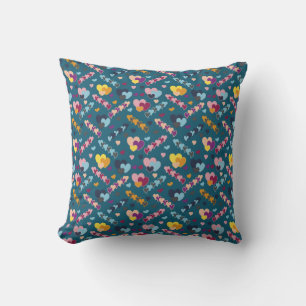 Colourful Heart Pattern Cushion