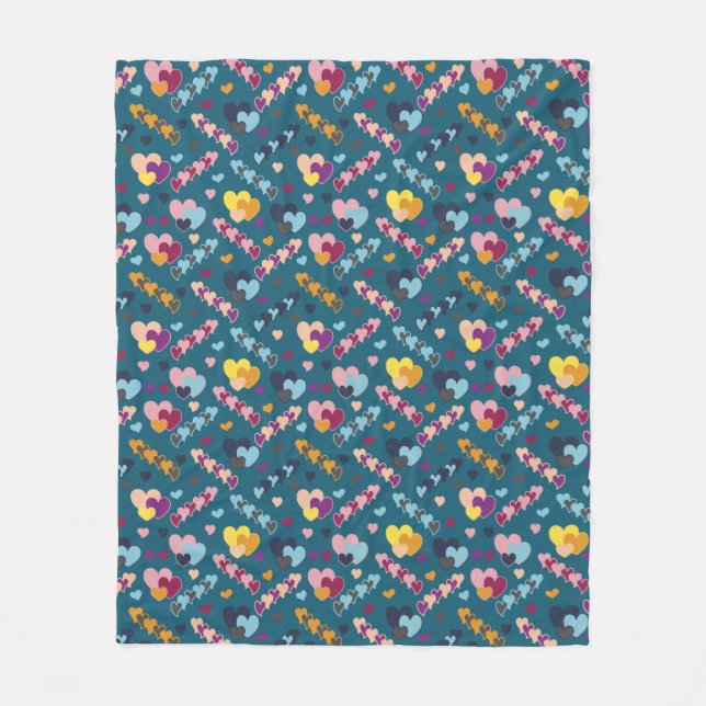 Colourful Heart Pattern Fleece Blanket (Front)