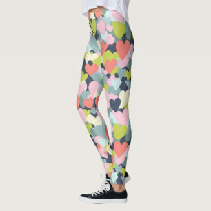 Colourful Heart Pattern Leggings