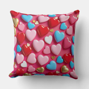 💖 Colourful Heart Pattern Living Room Accent Gift Cushion