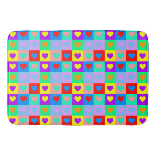 Colourful Heart Pattern Pop Art  Bath Mat
