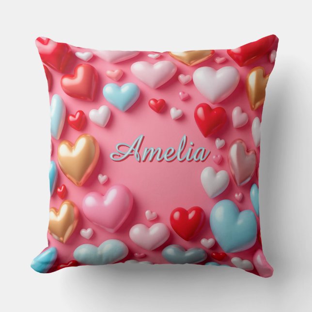 💖 Colourful Heart Pattern Room Decor Gift Idea 💖 Cushion (Front)