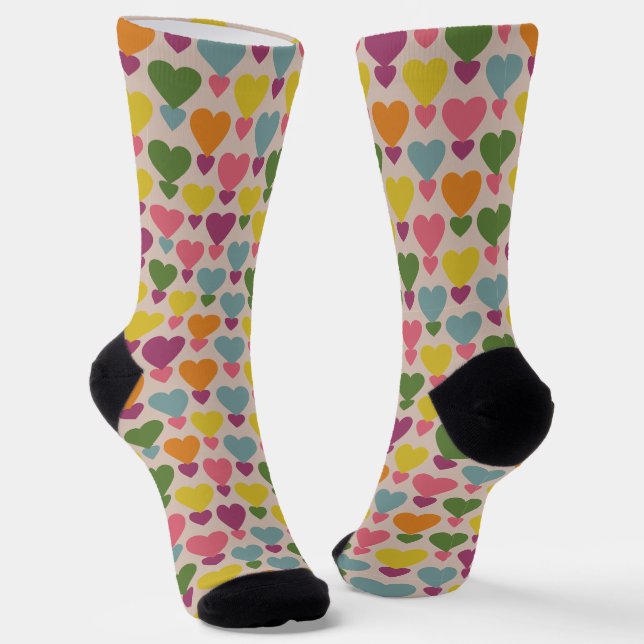 Colourful Heart Pattern Socks (Angled)