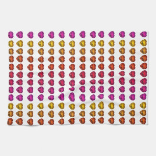 Colourful Heart Pattern Tea Towel