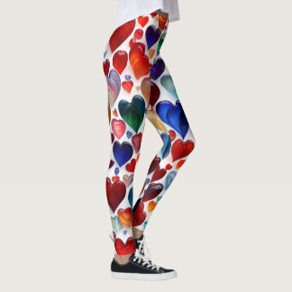 Colourful heart print leggings - comfortable and t