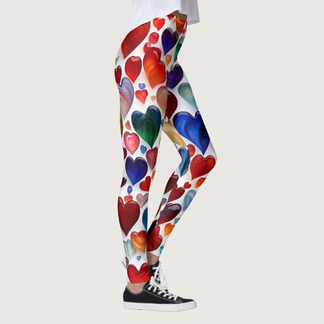 Colourful heart print leggings - comfortable and t (Right)