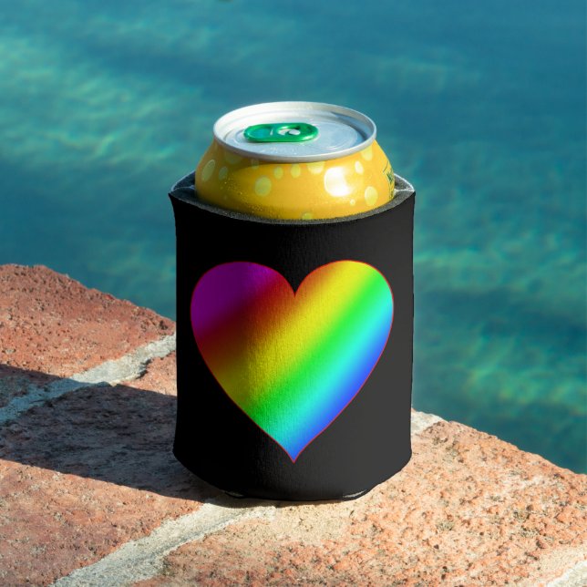 Colourful Heart Rainbow Love Bright Colour Can Cooler (In Situ Pool)
