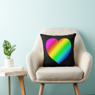 Colourful Heart Rainbow Love Bright Colour Cushion