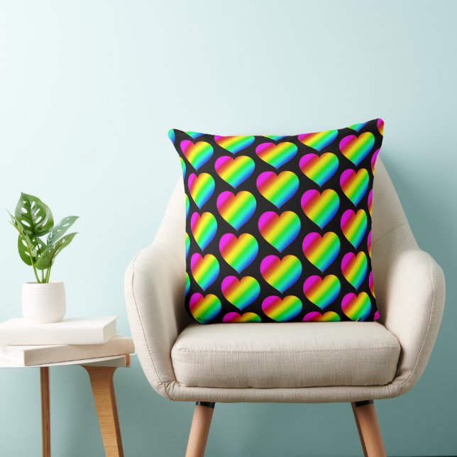 Colourful Heart Rainbow Love Bright Colour Cushion (Chair)