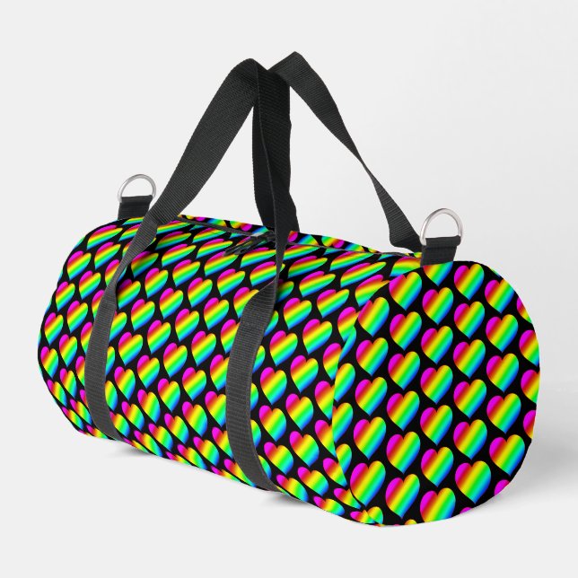 Colourful Heart Rainbow Love Bright Colour Duffle Bag (Left Corner)