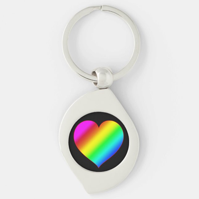Colourful Heart Rainbow Love Bright Colour Key Ring (Front)