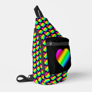 Colourful Heart Rainbow Love Bright Colour Sling Bag