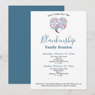 Colourful Heart Shape Tree Family Reunion Template