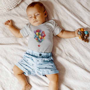 Colourful Heart shaped Balloons Baby Bodysuit
