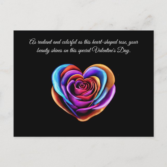 Colourful Heart Shaped Rose-Valentines- Postcard (Front)
