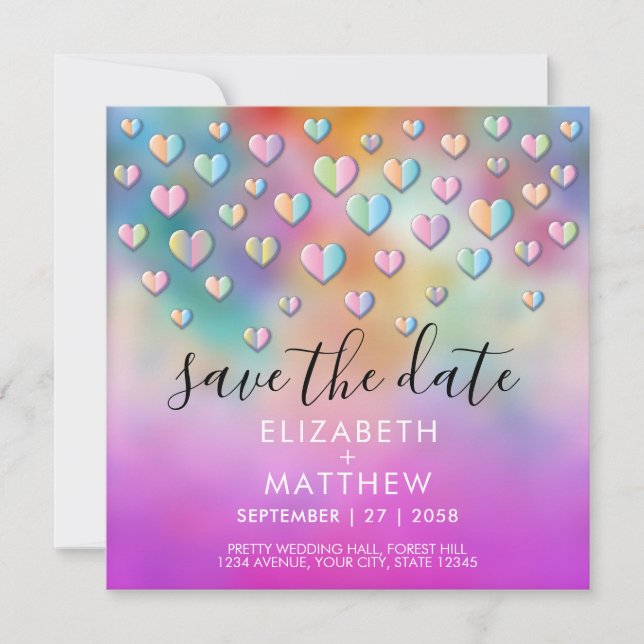 Colourful Heart Speckles Design Invitation (Front)