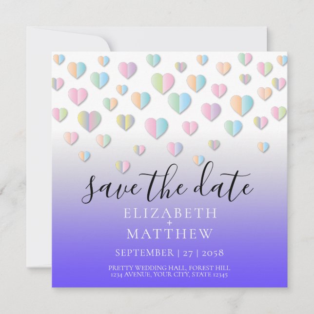 Colourful Heart Speckles Design Invitation (Front)