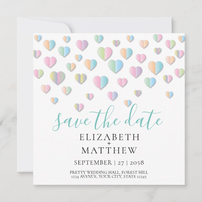 Colourful Heart Speckles Design Invitation (Front)
