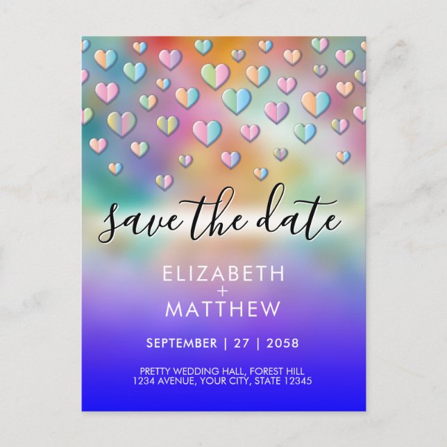 Colourful Heart Speckles Design Postcard (Front)