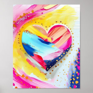 Colourful Heart Splash – Abstract Love Poster