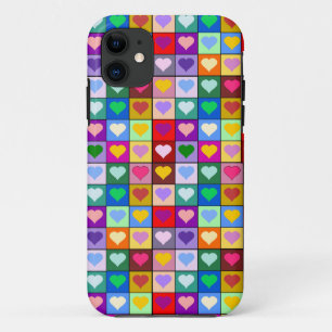 Colourful Heart Squares iPhone 11 Case