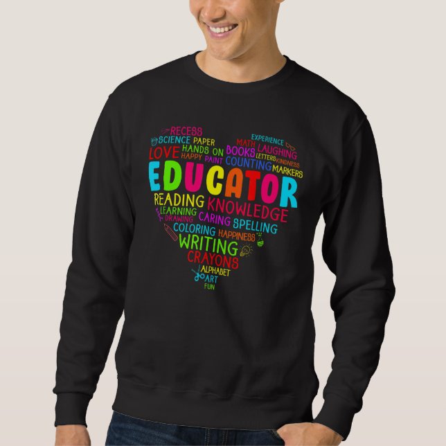 Colourful Heart Team Educator Squad First Day Of S Sweatshirt (Front)