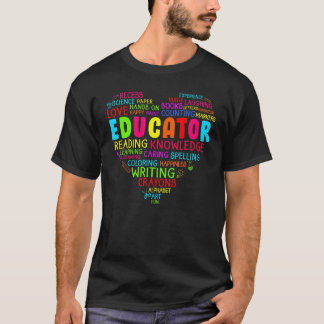 Colourful Heart Team Educator Squad First Day Of S T-Shirt