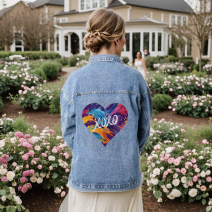 Colourful Heart XOXO- Denim Jacket
