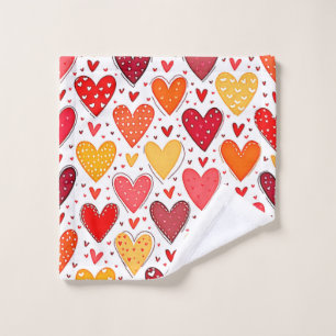 Colourful Heartfelt Love Pattern Design Bath Towel Set