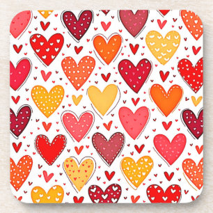 Colourful Heartfelt Love Pattern Design Coaster