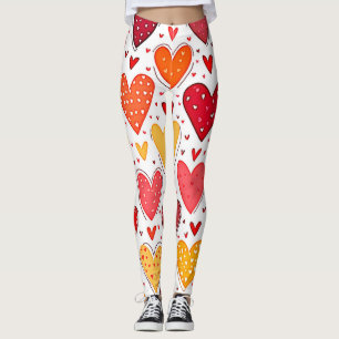 Colourful Heartfelt Love Pattern Design Leggings