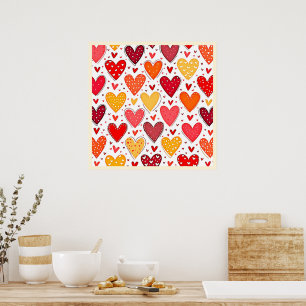 Colourful Heartfelt Love Pattern Design Poster