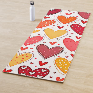 Colourful Heartfelt Love Pattern Design Yoga Mat